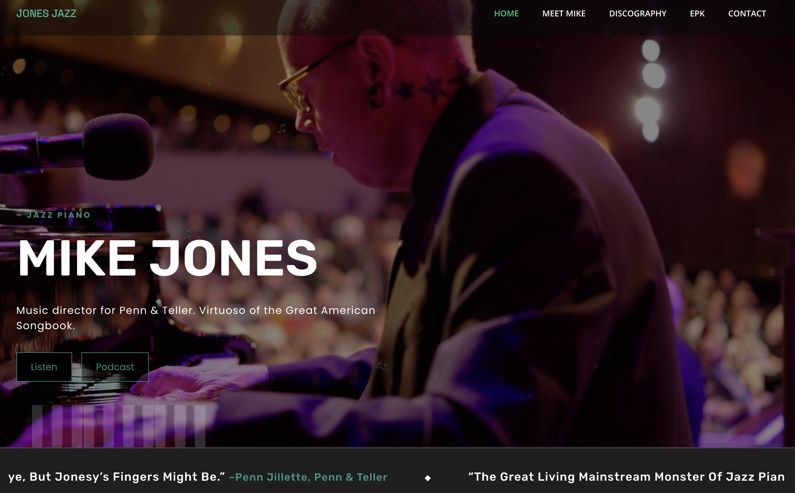 The Jones Jazz website home page